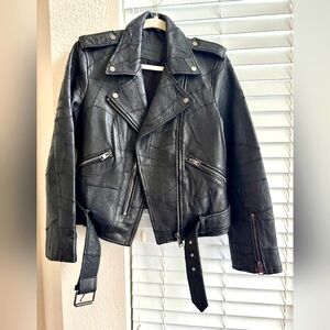 Allsaints Black Leather Biker Jacket